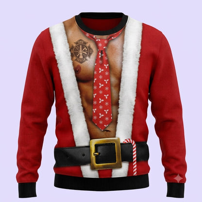 Santa Bare-Chest Christmas Sweater
