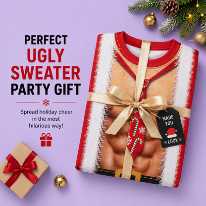 Santa Bare-Chest Christmas Sweater