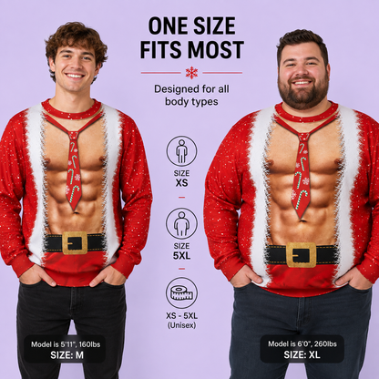 Santa Bare-Chest Christmas Sweater