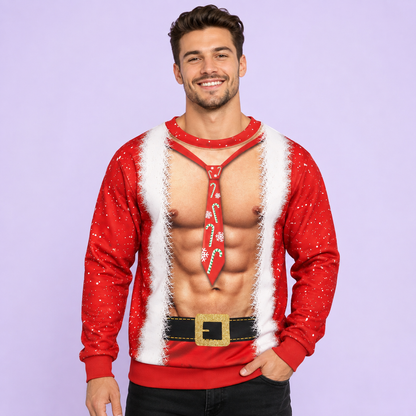 Santa Bare-Chest Christmas Sweater